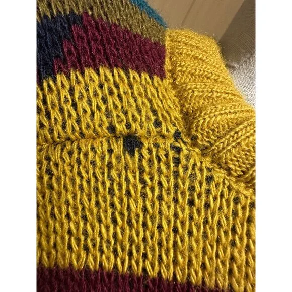 Vintage Tom Tailor Wool Blend Sweater M Made in Italy Geometric Aztec Knit 90s - Picture 8 of 9